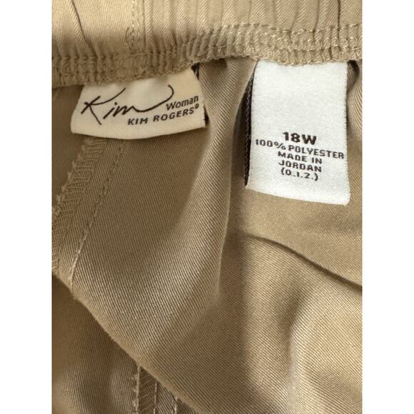 Kim Rogers Slip On Khaki Capris, Polyester, Front Pockets, Elastic Waist, 18W - Picture 5 of 5